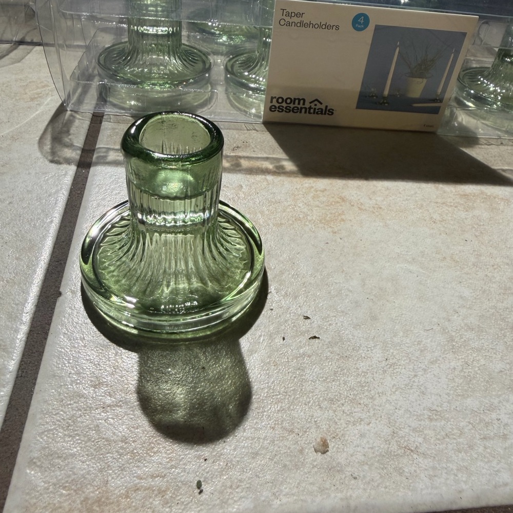 Room Essentials Sage Glass Candle Holder